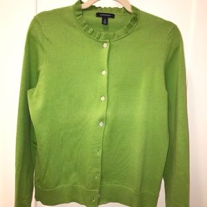 Lands' End Green Cotton Cardigan Sz S